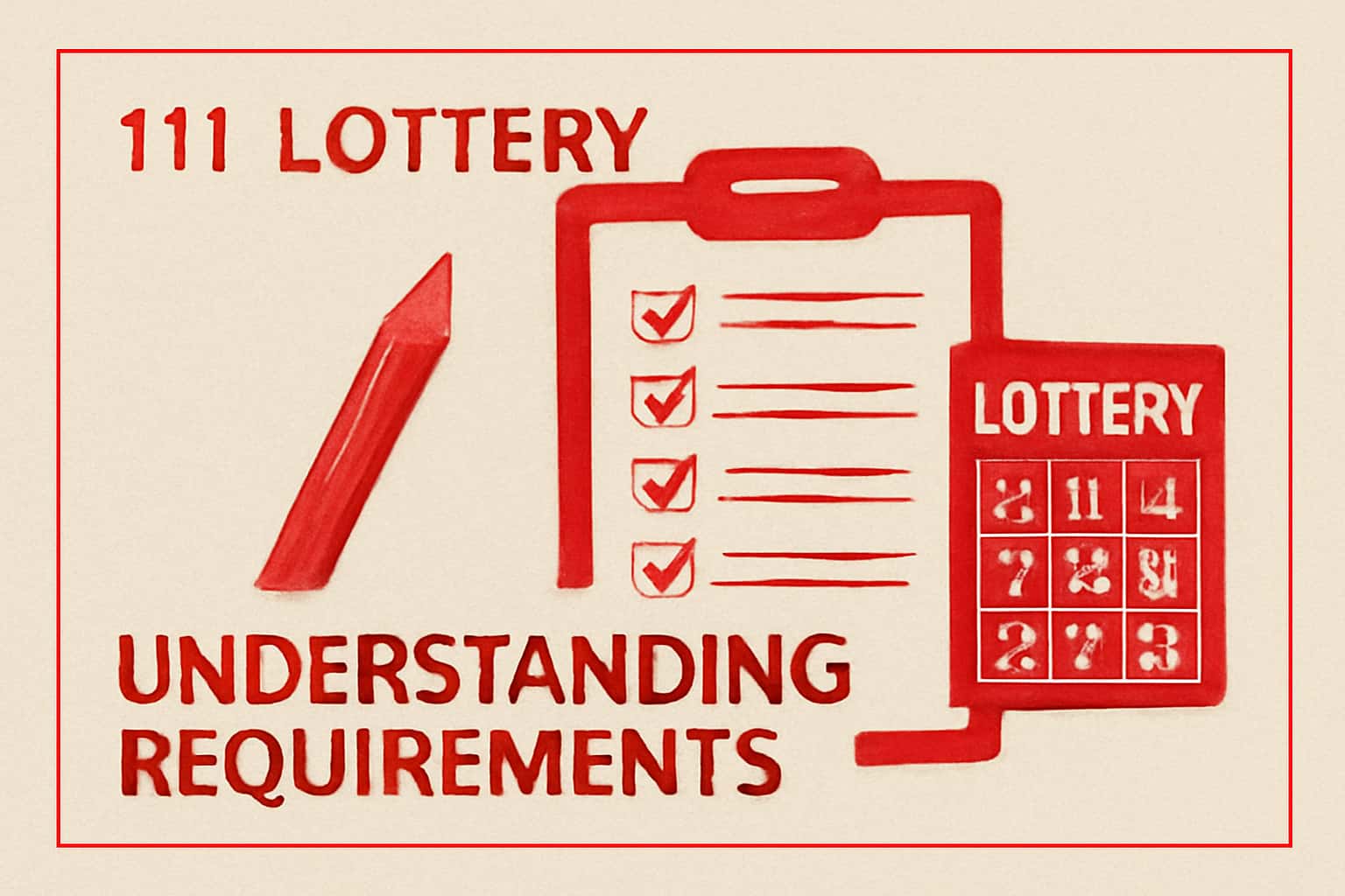 An educational scene illustrating the 111 Lottery Requirements.